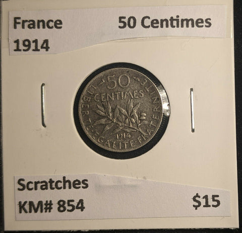 France 1914 50 Centimes KM# 854 Scratches #607 5C