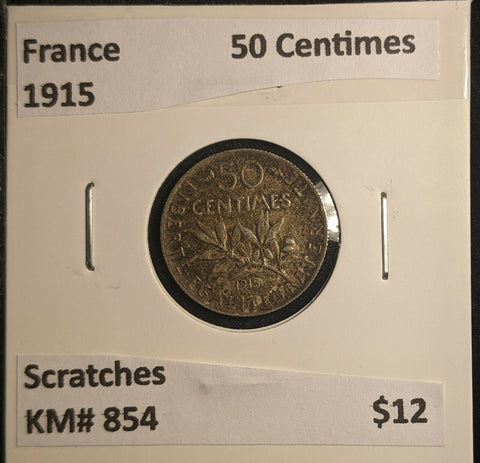France 1915 50 Centimes KM# 854 Scratches #610 5C