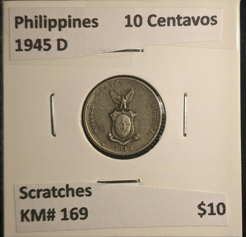 Philippines 1945 D 10 Centavos KM# 169 Scratches #501 5B