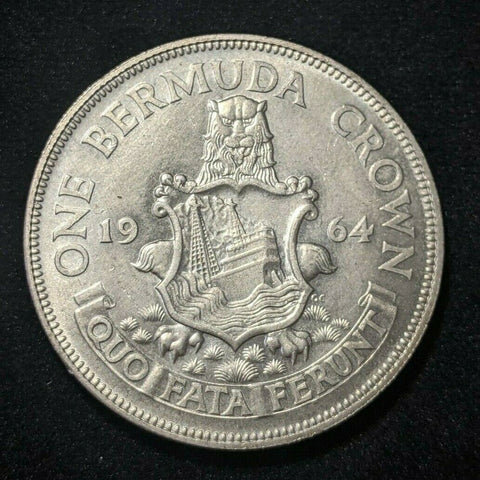 Bermuda 1964 Crown KM# 14 Scratches #487 5B