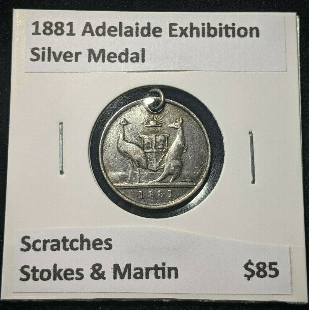 1881 Adelaide Exhibition Silver Medal Stokes & Martin Scratches #538 5C