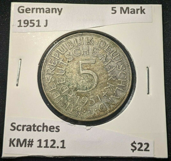 Germany 1951 J 5 Mark KM# 112.1 Scratches #599 5C