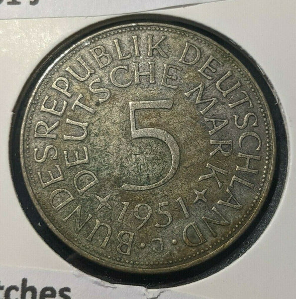 Germany 1951 J 5 Mark KM# 112.1 Scratches #599 5C