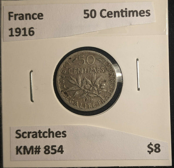 France 1916 50 Centimes KM# 854 Scratches #620 6A