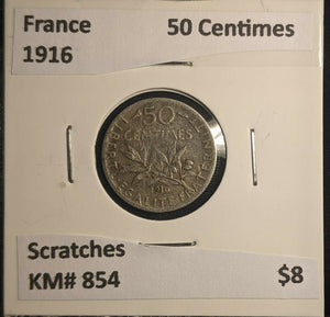 France 1916 50 Centimes KM# 854 Scratches #586 6A