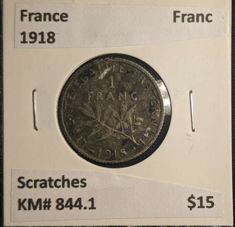 France 1918 Franc KM# 844.1 Scratches #614 6A