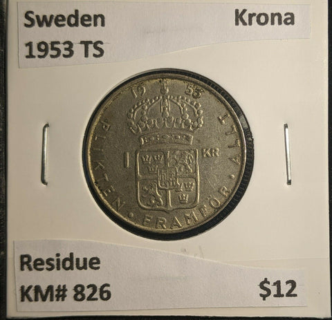 Sweden 1953 TS Krona KM# 826 Residue #598 6A