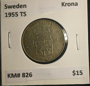 Sweden 1955 TS Krona KM# 826 #552 6A