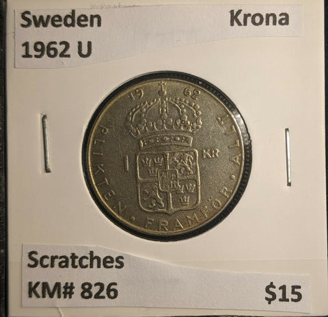 Sweden 1962 U Krona KM# 826 Scratches #563 6A