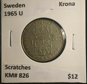 Sweden 1965 U Krona KM# 826 Scratches #579 6A