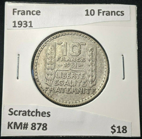 France 1931 10 Francs KM# 878 Scratches #572 6A