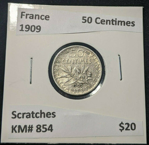 France 1909 50 Centimes KM# 854 Scratches #622 5C