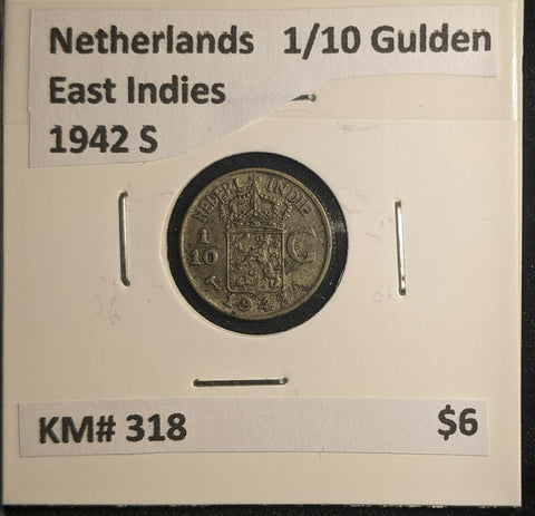 Netherlands East Indies 1942 S 1/10 Gulden KM# 318 #569 6B