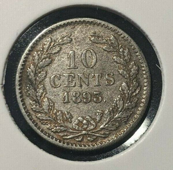 Netherlands 1893 10 Cents KM# 116 Scratches #499 6B