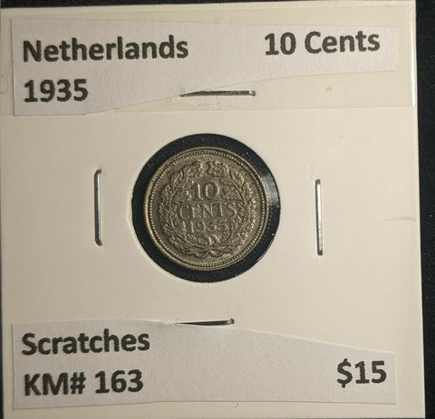 Netherlands 1935 10 Cents KM# 163 Scratches #591 6B