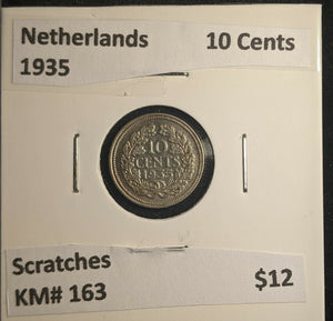 Netherlands 1935 10 Cents KM# 163 Scratches #486 6B