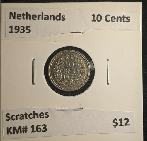 Netherlands 1935 10 Cents KM# 163 Scratches #486 6B