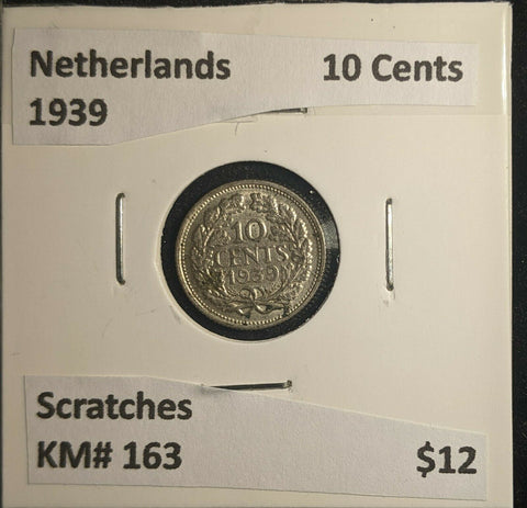 Netherlands 1939 10 Cents KM# 163 Scratches #555 6B