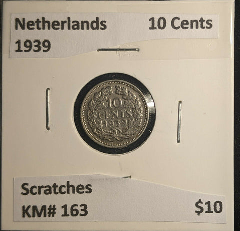 Netherlands 1939 10 Cents KM# 163 Scratches #488 6B