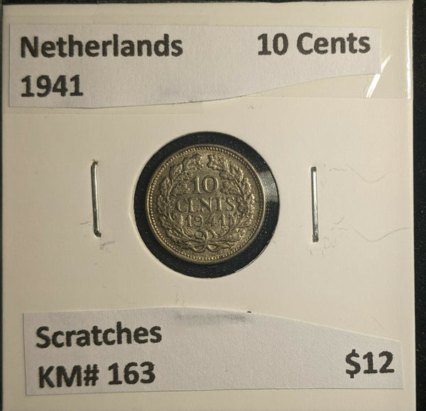 Netherlands 1941 10 Cents KM# 163 Scratches #480 6B