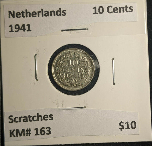 Netherlands 1941 10 Cents KM# 163 Scratches #492   6B