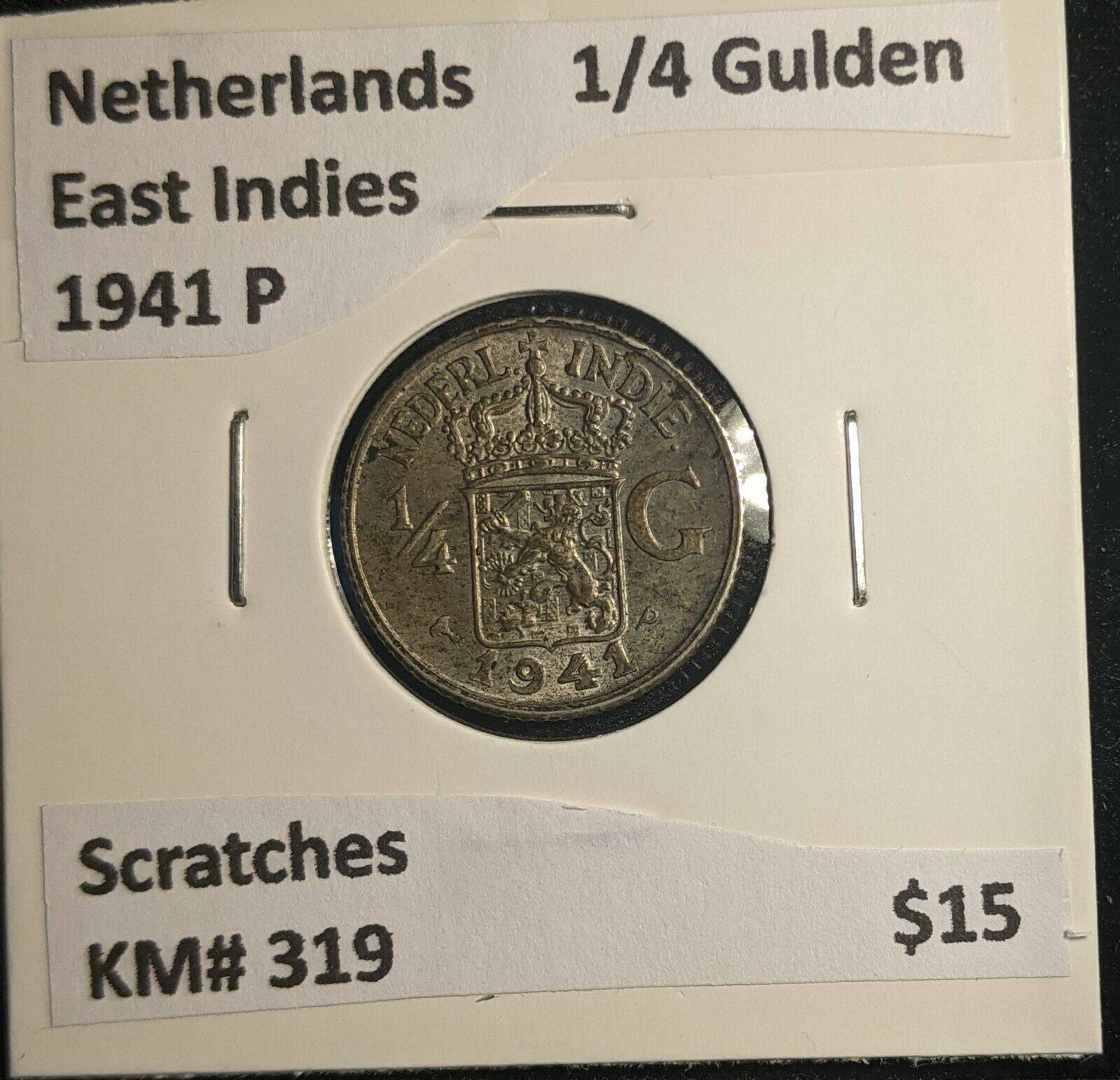 Netherlands East Indies 1941 P 1/4 Gulden KM# 319 Scratches #545 6B
