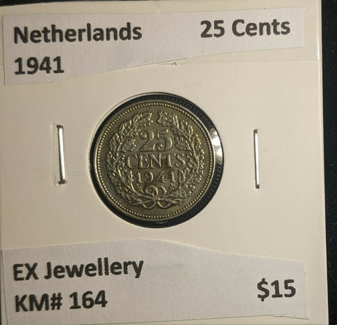 Netherlands 1941 25 Cents KM# 164 EX Jewellery #580 6B