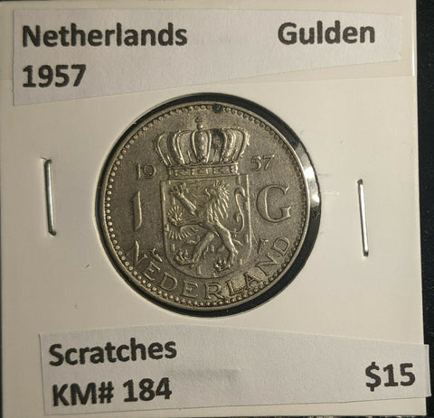 Netherlands 1957 Gulden KM# 184 Scratches #517 6B