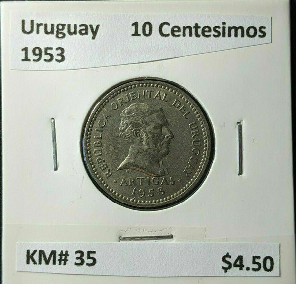 Uruguay 1953 10 Centesimos KM# 35 #849