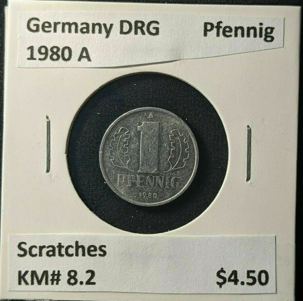Germany DRG 1980 A Pfennig KM# 8.2 Scratches #408  7B