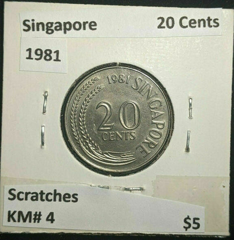 Singapore 1981 20 Cents KM# 4 Scratches #090  #11C