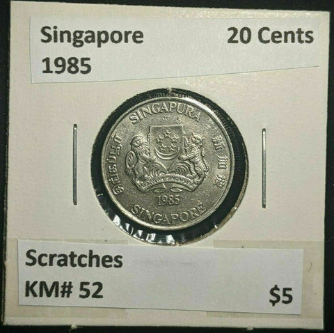 Singapore 1985 20 Cents KM# 52 Scratches #049  #11C