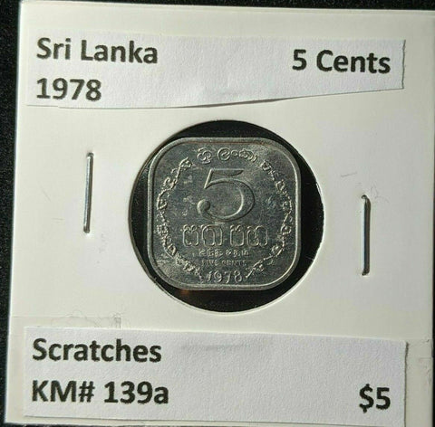 Sri Lanka 1978 5 Cents KM# 139a Scratches #1807 #18A