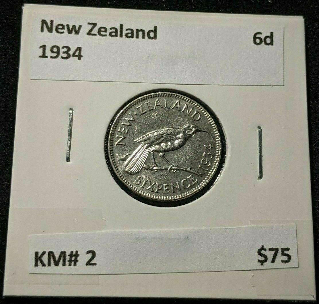 New Zealand 1934 6 Pence Sixpence 6d KM# 2 #098