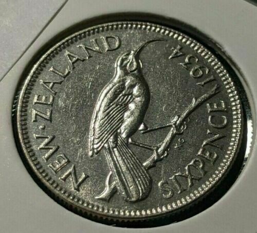 New Zealand 1934 6 Pence Sixpence 6d KM# 2 #098