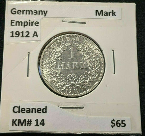 Germany Empire 1912 A Mark KM# 14 Cleaned #1945  8A