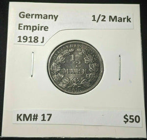 Germany Empire 1918 J 1/2 Mark KM# 17 #442  8A