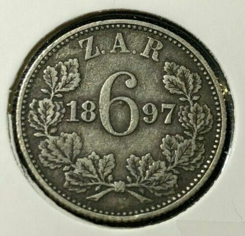 South Africa 1897 6 Pence 6d KM# 4 Cleaned #147  #11A