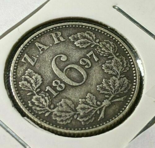 South Africa 1897 6 Pence 6d KM# 4 Cleaned #147  #11A