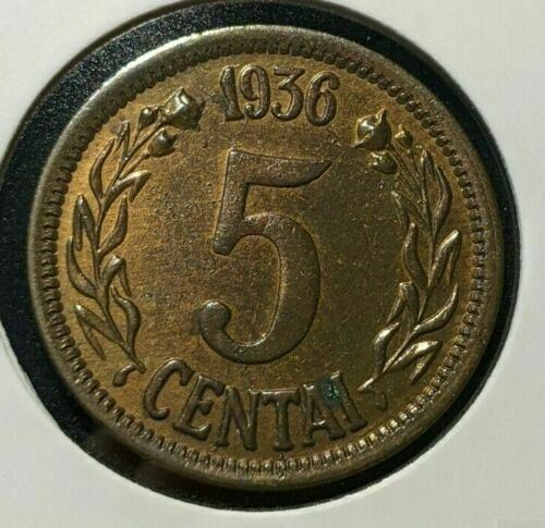 Lithuania 1936 5 Centai KM# 81 Scratches #150  #15B