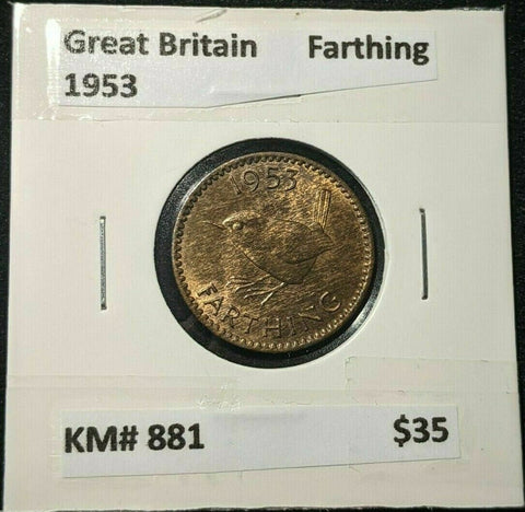 Great Britain 1953 Farthing 1/4d KM# 881 #094   #16A