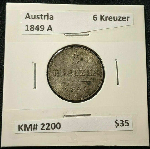 Austria 1849 A 6 Kreuzer KM# 2200 #02   #12C