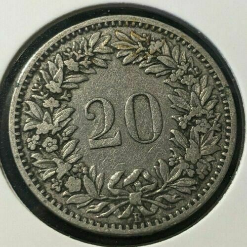 Switzerland 1898 B 20 Rappen KM# 29 Scratches #1946   #12B