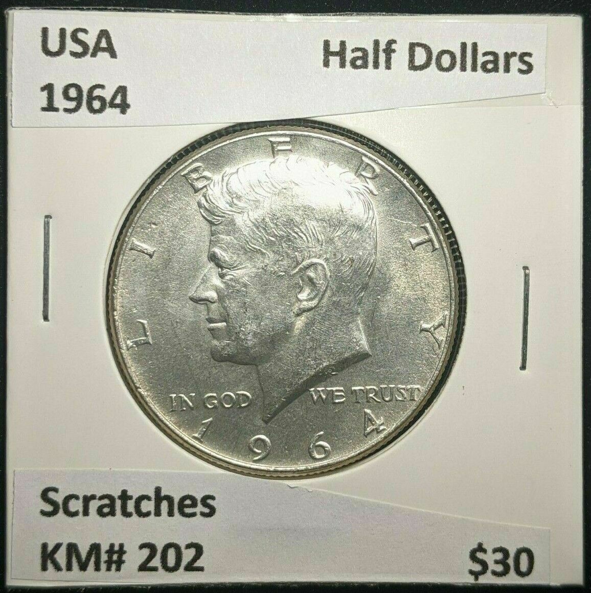 USA 1964 Half Dollars KM# 202 Scratches #150  10A