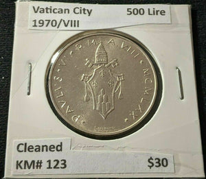 Vatican City 1970/VIII 500 Lire KM# 123 Cleaned #365   #6C