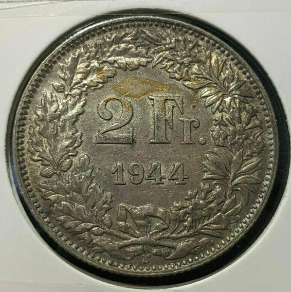 Switzerland 1944 2 Francs KM# 21 Cleaned #990	#20B