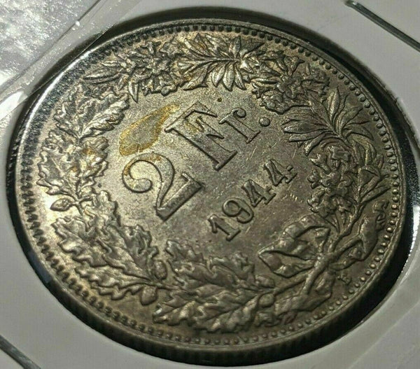 Switzerland 1944 2 Francs KM# 21 Cleaned #990	#20B