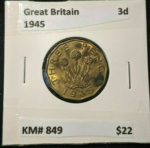 Great Britain 1945 Threepence 3d KM# 849 #261