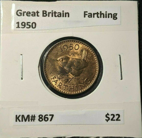 Great Britain 1950 Farthing 1/4d KM# 867 #343   #16A