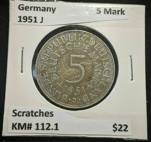 Germany 1951 J 5 Mark KM# 112.1 Scratches #115  8A